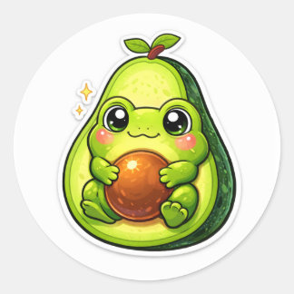 Sticker Rond Avocado Frog