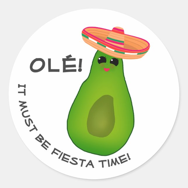 Sticker Rond Avocado Girl et Sombrero (Devant)