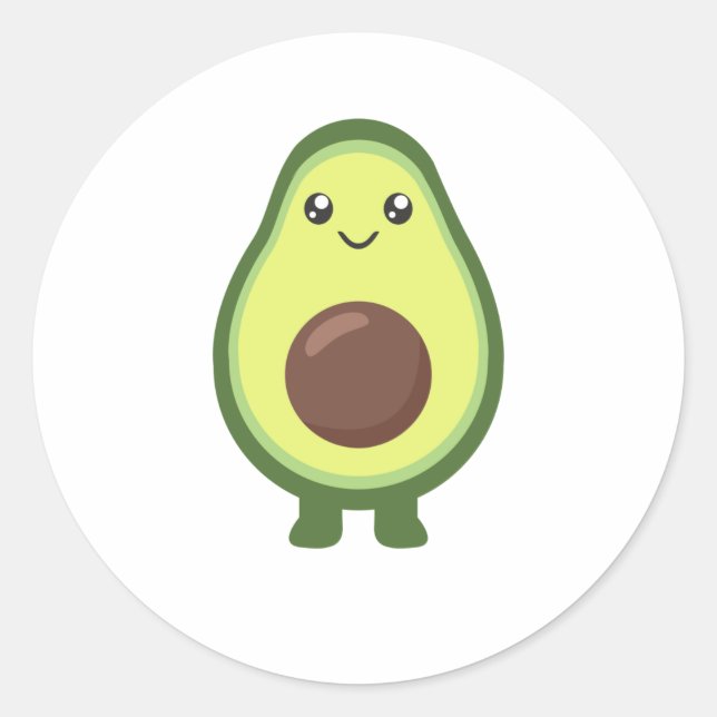 Sticker Rond Avocado Kawaii Mange Des Avocados Sucrés (Devant)