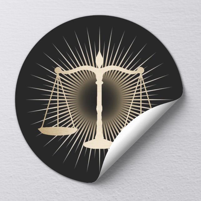 Sticker Rond Avocat Avocat Or Échelle de justice Élégant droit (Créateur téléchargé)