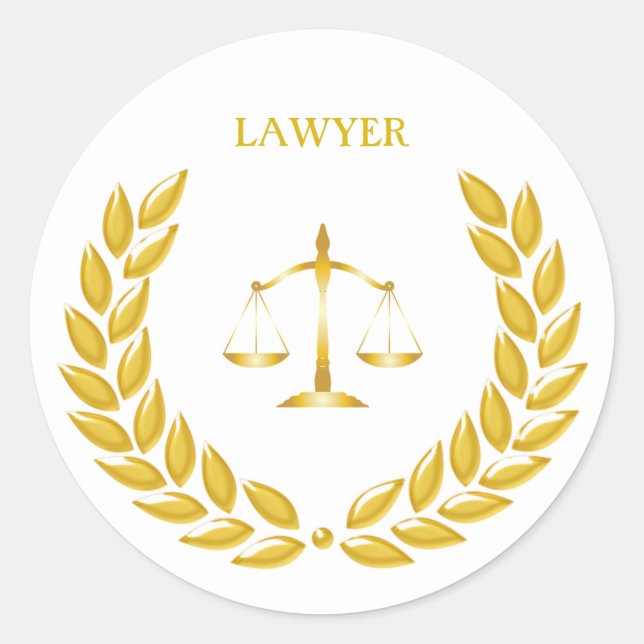 Sticker Rond Avocat des balances dorées de la justice sur fond  (Devant)