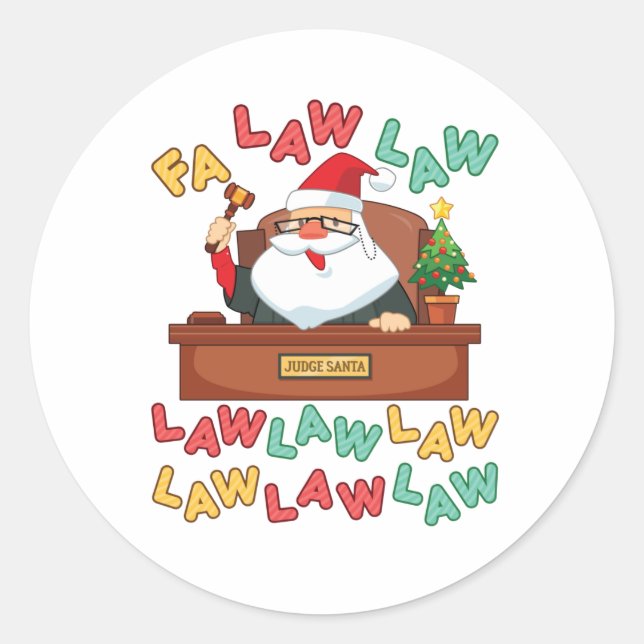Sticker Rond Avocat en Droit Fa Christmas Père Noël Juge (Devant)
