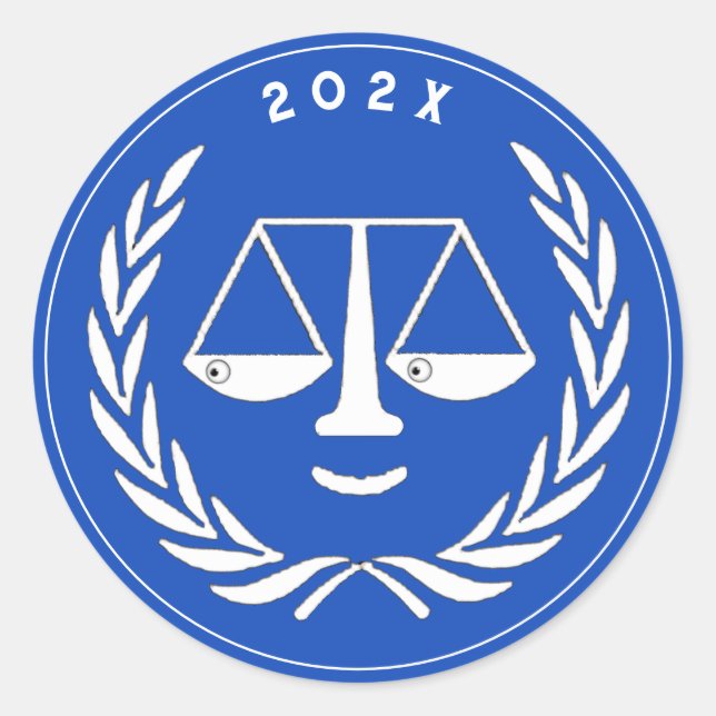 Sticker Rond Avocat Faculté de Droit Diplômé Bleu (Devant)