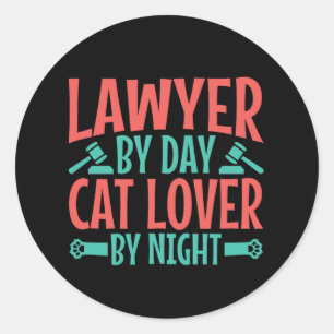 Sticker Rond Avocat le jour, amoureux de chats la nuit