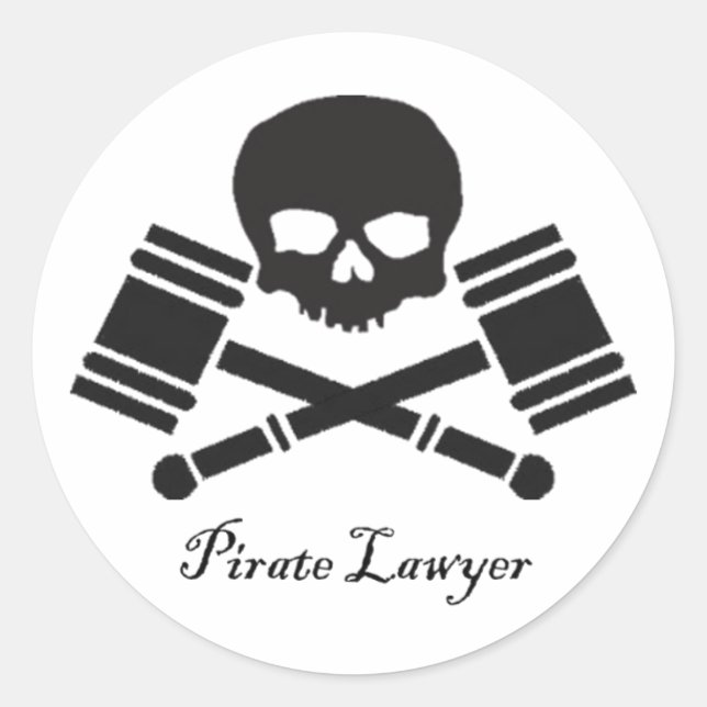 Sticker rond avocat pirate avec frontière (Devant)