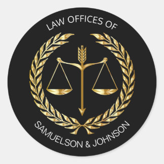 Sticker Rond Avocat sur mesure Échelle de justice Black Gold