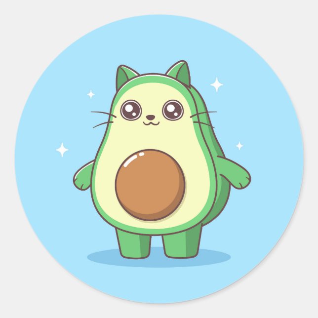 Sticker Rond Avocato avocat chat kawaii mignonne mule (Devant)
