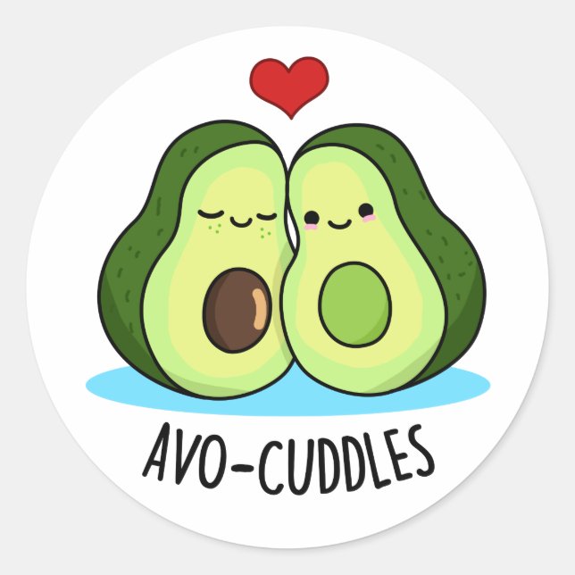 Sticker Rond Avocuddles Drôle Avocado Couple Pun (Devant)