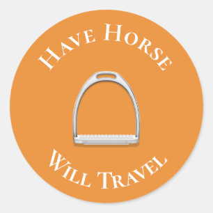 Sticker Rond "Avoir Cheval Voyage" Fer d'Eau Orange