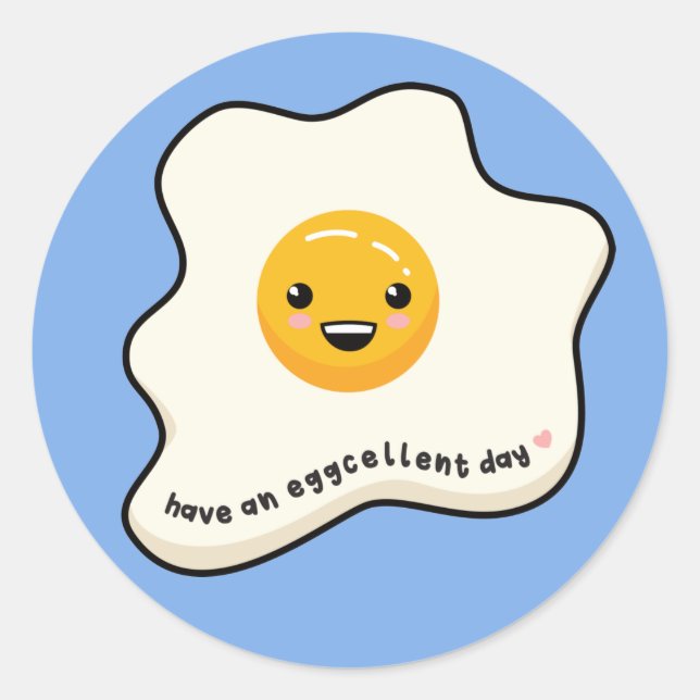 Sticker Rond Avoir un jour d'oeufs kawaii côté ensoleillé côté  (Devant)
