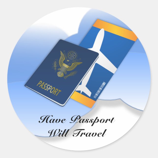 Sticker Rond Avoir un passeport, voyager (Devant)
