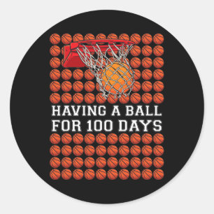 Sticker Rond Avoir Une Balle 100 Jours Basketball Enfants Garço