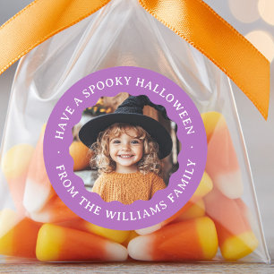 Sticker Rond Avoir une photo de bordure ondulée Halloween effra