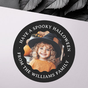 Sticker Rond Avoir une photo de bordure ondulée Halloween effra