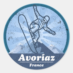 Sticker Rond Avoriaz Station de ski - Snowboard