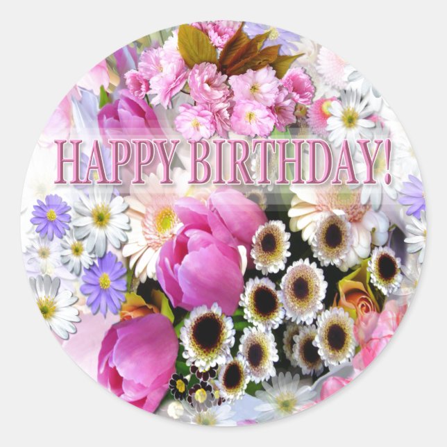 Sticker Rond Avril Bouquet Anniversaire (Devant)