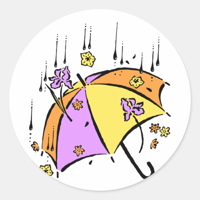 Sticker Rond Avril Douches Parapluie (Devant)