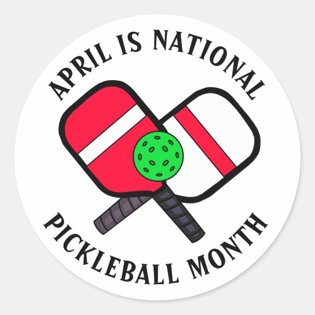 Sticker Rond Avril est le mois national du Pickleball (Devant)