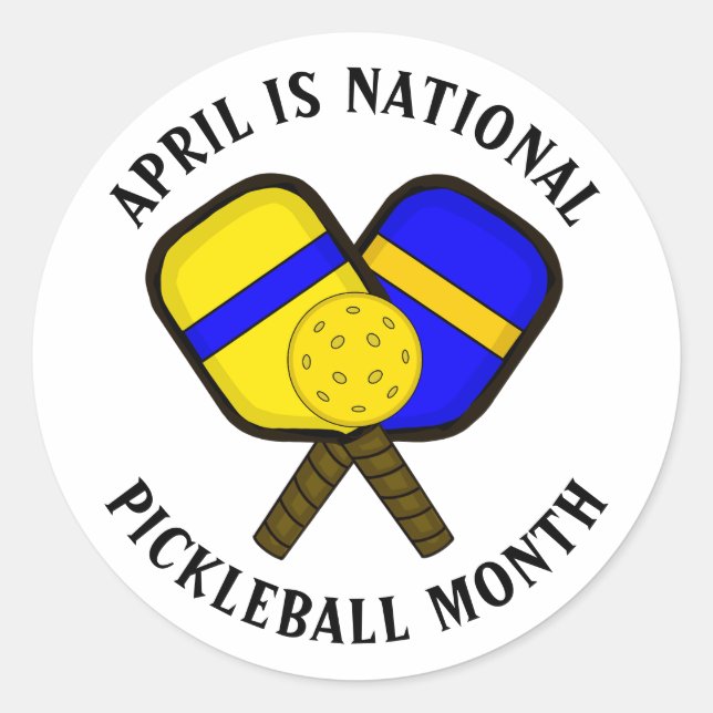 Sticker Rond Avril est le mois national du Pickleball (Devant)