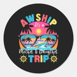 Sticker Rond Aw Expédier Sa Mère &amp; Voyage Fille Rétro Summe