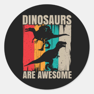 Sticker Rond Awesome Dinosaures Garçons Filles Spinosaurus Trex