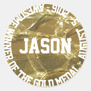 Sticker Rond Awesome Lauréat de la médaille d'or Nom Date