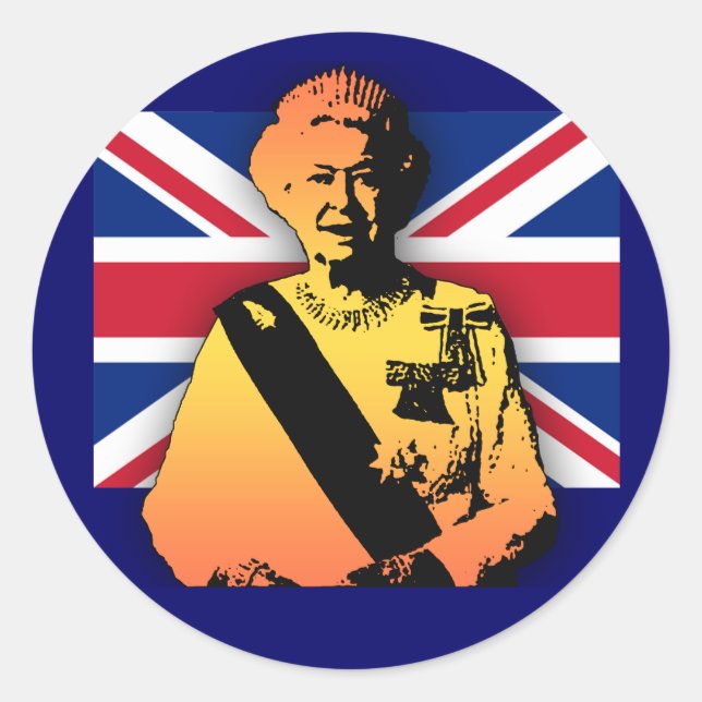 Sticker Rond Awesome Pop Art Diamond Jubilee avec Union Jack (Devant)