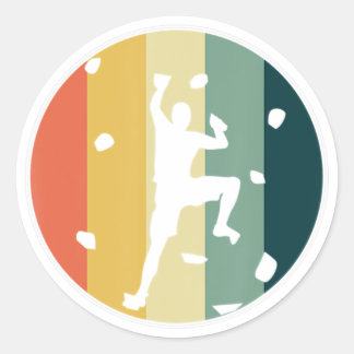Sticker Rond Awesome Retro Wall Climber Rock Mountain Climbing 