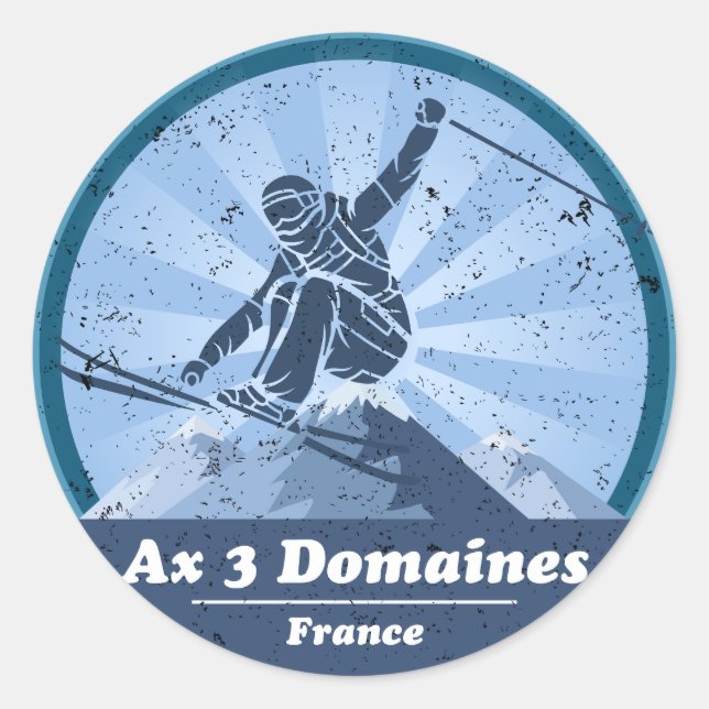 Sticker Rond Ax 3 Domaines Station de ski - Skieur (Devant)