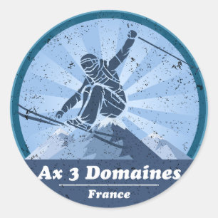 Sticker Rond Ax 3 Domaines Station de ski - Skieur