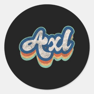 Sticker Rond Axl Prénom Garçon Style Vintage les années 70 80s