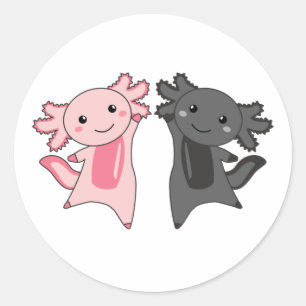 Sticker Rond Axolotl Amateurs De Beaux Animaux Pour Enfants Ros