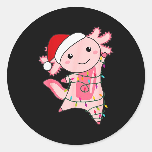 Sticker Rond Axolotl Christmas Fairy Light Christmas Axolotl  (Devant)