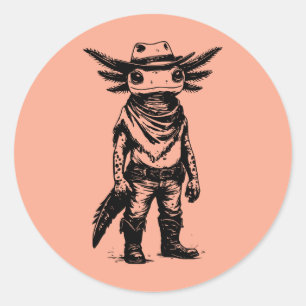 Sticker Rond axolotl cow-boy