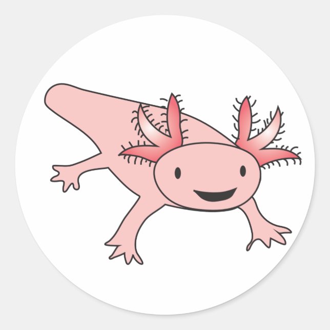 Sticker Rond Axolotl Cute Salamander (Devant)