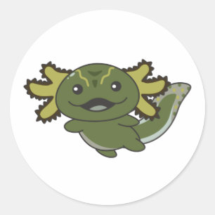 Sticker Rond Axolotl Différents Types D'Axolotls Animaux Mignon