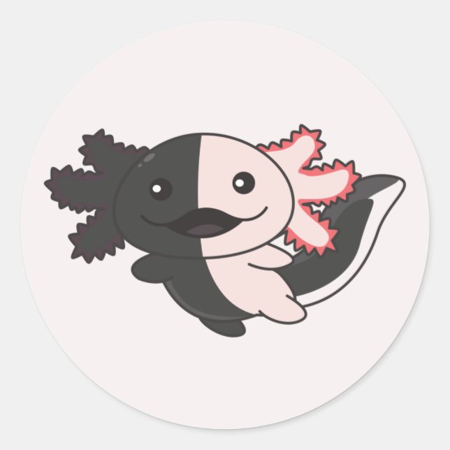 Sticker Rond Axolotl Différents Types D'Axolotls Mignons Animau (Devant)