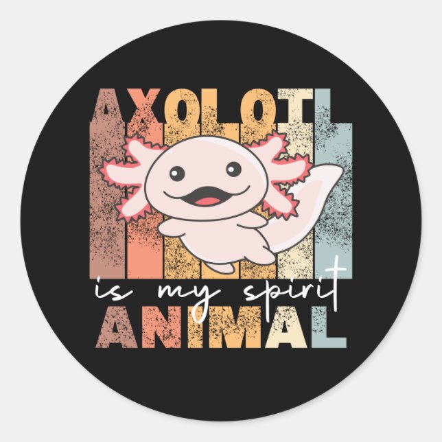 Sticker Rond Axolotl Est Mon Esprit Animal - Sweet Axolotl Clas (Devant)