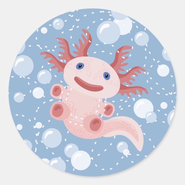 Sticker Rond Axolotl et les bulles Bold Vector Design (Devant)