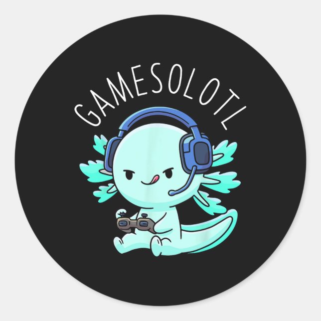 Sticker Rond Axolotl Gamer Anime Cadeaux Kawaii garçons filles (Devant)