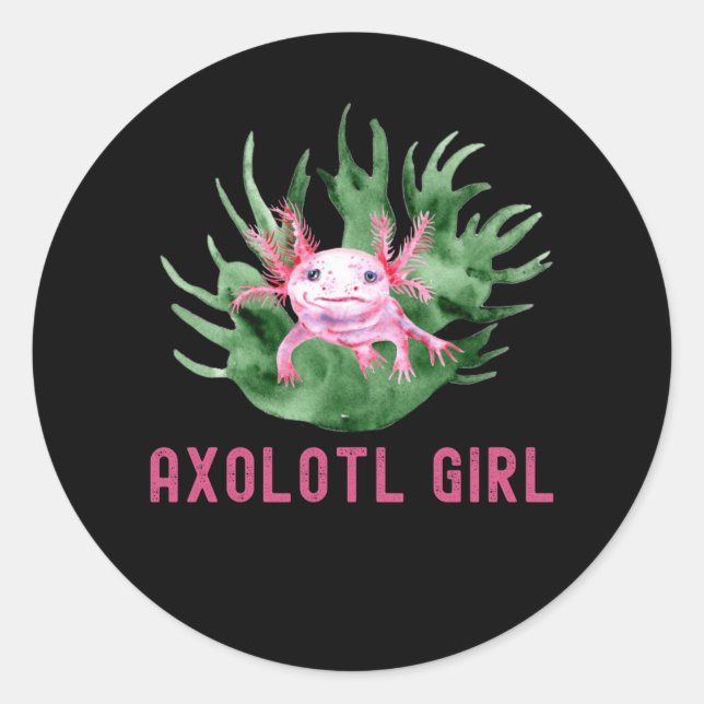 Sticker Rond Axolotl Girl, mignonne Amoureuse Axolotl (Devant)