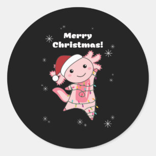 Sticker Rond Axolotl Joyeux Noël Animaux d'hiver Axolotls