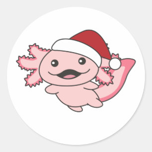 Sticker Rond Axolotl Joyeux Noël hiver Axolotl