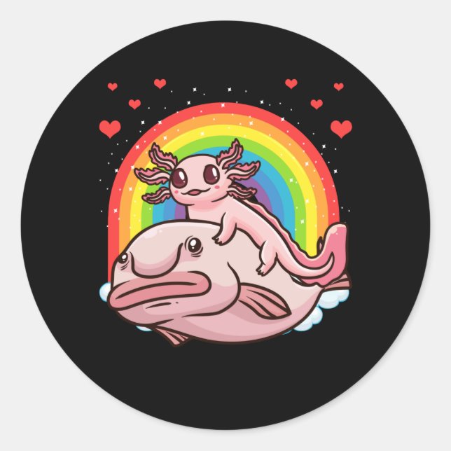 Sticker Rond Axolotl Kawaii Blobfish (Devant)