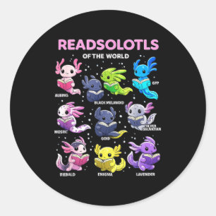 Sticker Rond Axolotl mignon readsolotl du monde axolotls