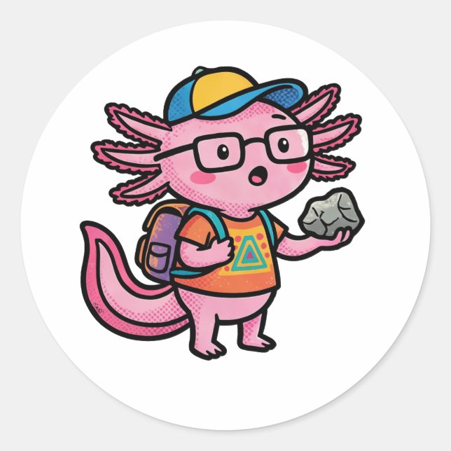 Sticker Rond Axolotl nerd sarcastique je pose des questions sur (Devant)