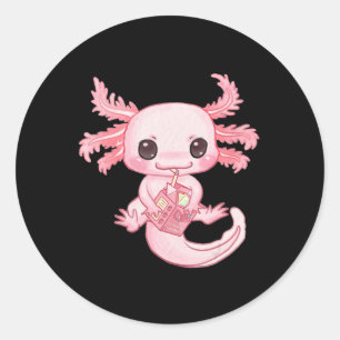 Sticker Rond Axolotl Pastel Goth Strawberry Milk Shake Anime Ae