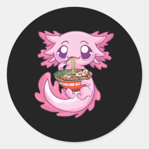 Sticker Rond Axolotl Ramen Kawaii Japanese Anime Noodle Venin G