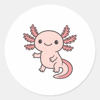 Sticker Rond Axolotl Rose Mignon Dessin Animé – Salama Kawaii A