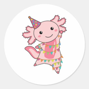 Sticker Rond Axolotl Vous Souhaite Bon Anniversaire Axolotls